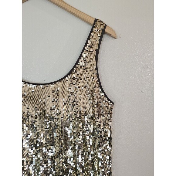 Express Gold Gradient Sequin Mini Dress Womens Size M Lined Party Formal Swiftie - Picture 2 of 9